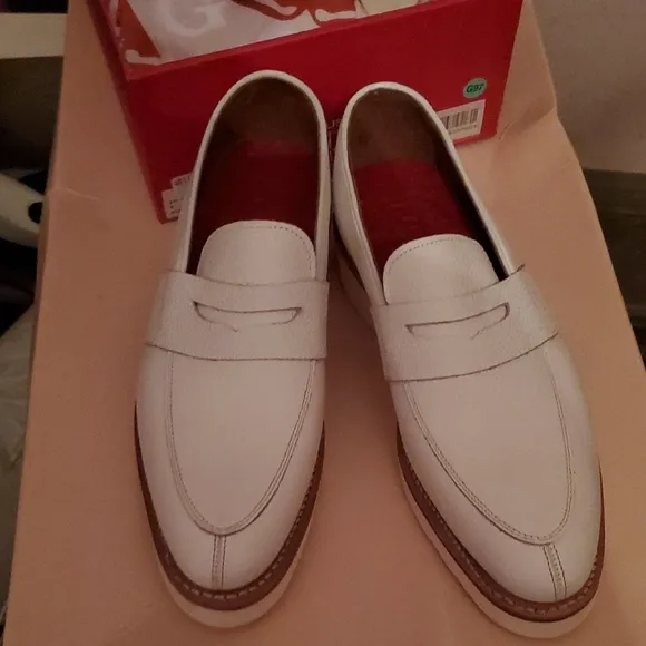 Nib Grenson Men's White Leather Loafers