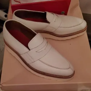 Nib Grenson Men's White Leather Loafers