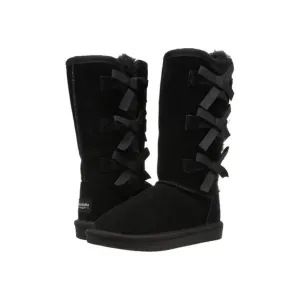 NIB Koolaburra Ugg‎ Victoria Tall Bow Girls Suede Shearling Boots Black