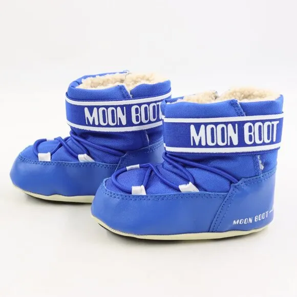 NIB Moon Boot Crib Nylon Boots in Electric Blue US Kid's Size 5.5C-6.5C