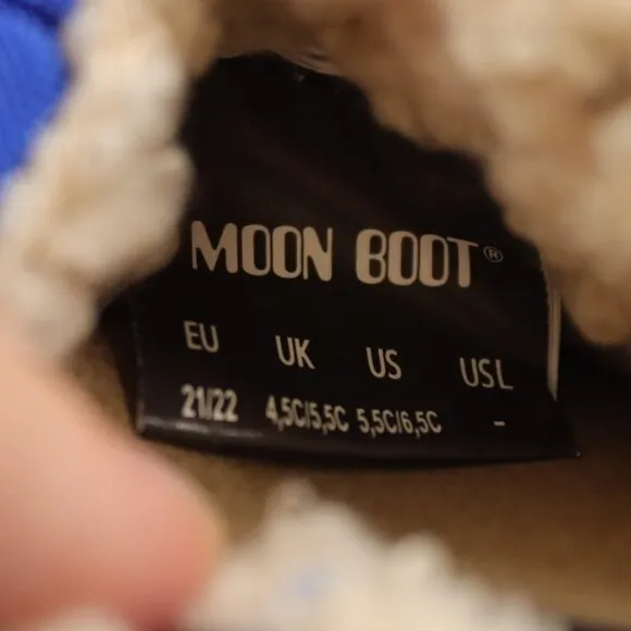 NIB Moon Boot Crib Nylon Boots in Electric Blue US Kid's Size 5.5C-6.5C
