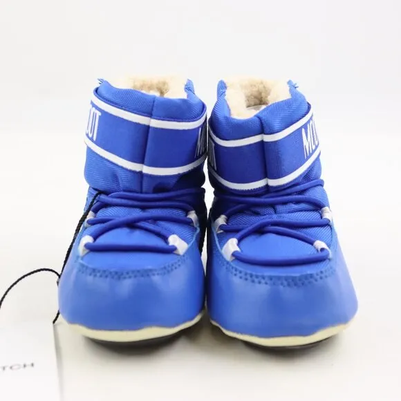 NIB Moon Boot Crib Nylon Boots in Electric Blue US Kid's Size 5.5C-6.5C