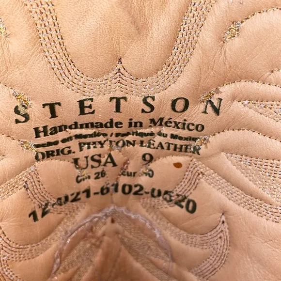 NIB NWOT Stetson Handcrafted Cowboy Boots, Wing &amp; Cross Overlay-Leather &amp; Python
