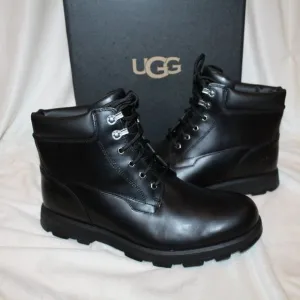NIB UGG MEN'S STENTON WINTER‎ LEATHER WATER RESISTANT BOOTS BLACK