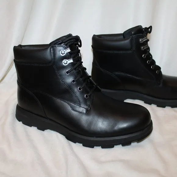 NIB UGG MEN'S STENTON WINTER‎ LEATHER WATER RESISTANT BOOTS BLACK