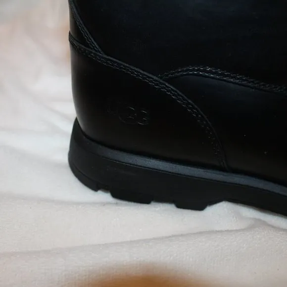 NIB UGG MEN'S STENTON WINTER‎ LEATHER WATER RESISTANT BOOTS BLACK
