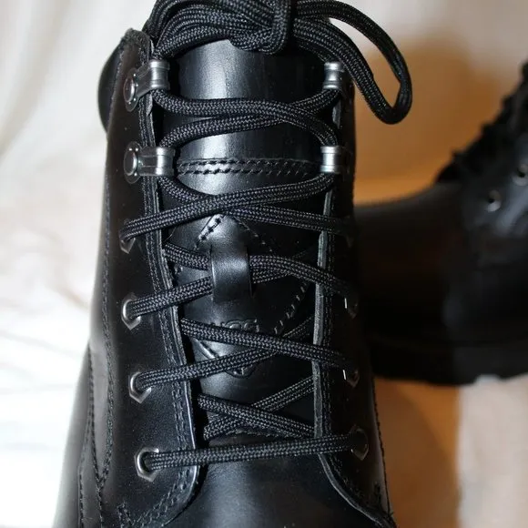 NIB UGG MEN'S STENTON WINTER‎ LEATHER WATER RESISTANT BOOTS BLACK