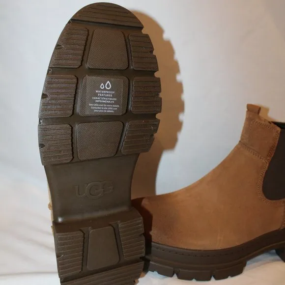 NIB UGG MEN'S WATERPROOF SUEDE CHELSEA PULL ON WINTER‎ WORK BOOTS CHESTNUT