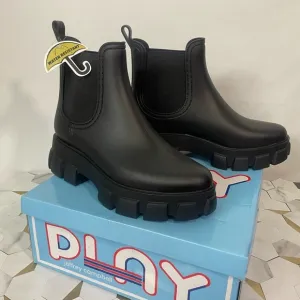 NIB W10 Jeffrey Campbell Pleu Black Matte Chunky Platform Chelsea Ankle Boots