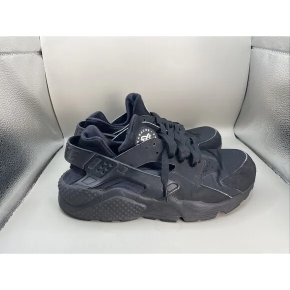 Nike Air Huarache Low Top Mens 8 Triple Black 318429-003 Athletic Gym Training