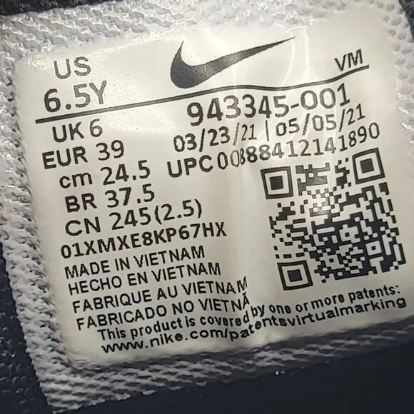 Nike Air Max 270 GS Womens Size 8 Black White Athletic Comfort Shoes 943345-001