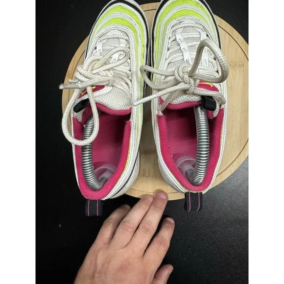 Nike Air Max 97 Platinum Black Volt Pink Size  6.5 Kids ‎  Size 8  Womens EUC