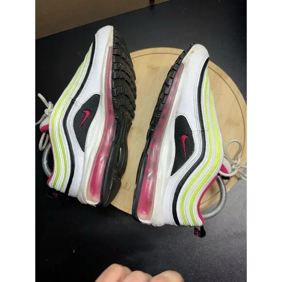 Nike Air Max 97 Platinum Black Volt Pink Size  6.5 Kids ‎  Size 8  Womens EUC
