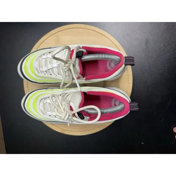 Nike Air Max 97 Platinum Black Volt Pink Size  6.5 Kids ‎  Size 8  Womens EUC