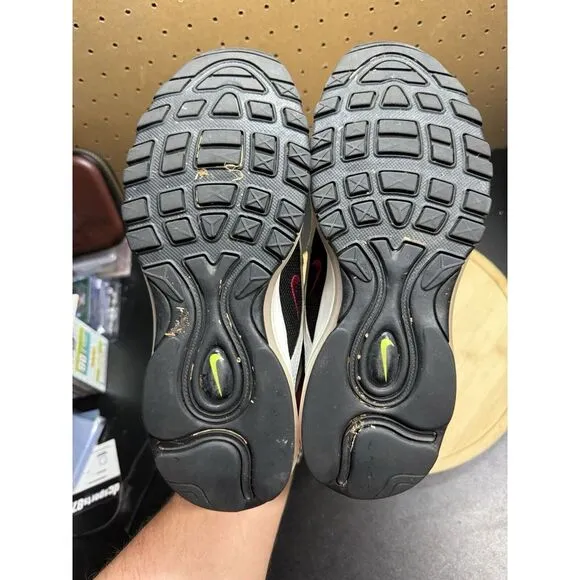 Nike Air Max 97 Platinum Black Volt Pink Size  6.5 Kids ‎  Size 8  Womens EUC