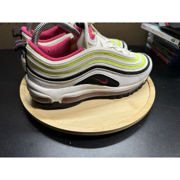 Nike Air Max 97 Platinum Black Volt Pink Size  6.5 Kids ‎  Size 8  Womens EUC