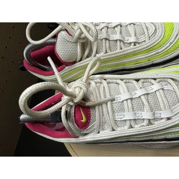 Nike Air Max 97 Platinum Black Volt Pink Size  6.5 Kids ‎  Size 8  Womens EUC