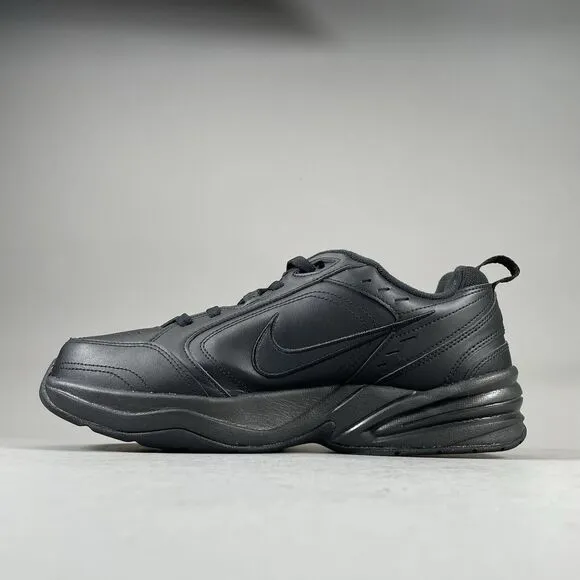 Nike Air Monarch IV Men’s 12 W Triple Black Athletic Shoes Casual Sneakers EUC