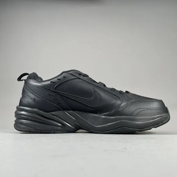 Nike Air Monarch IV Men’s 12 W Triple Black Athletic Shoes Casual Sneakers EUC