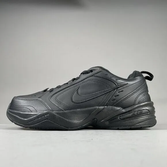 Nike Air Monarch IV Men’s 12 W Triple Black Athletic Shoes Casual Sneakers EUC