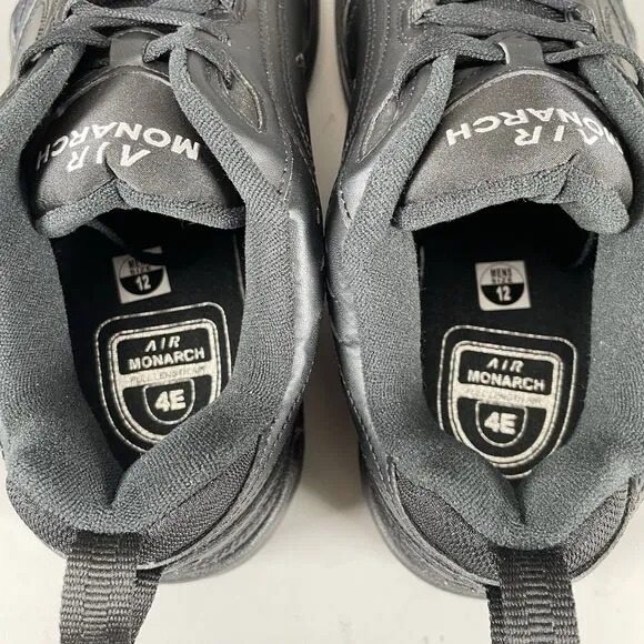 Nike Air Monarch IV Men’s 12 W Triple Black Athletic Shoes Casual Sneakers EUC