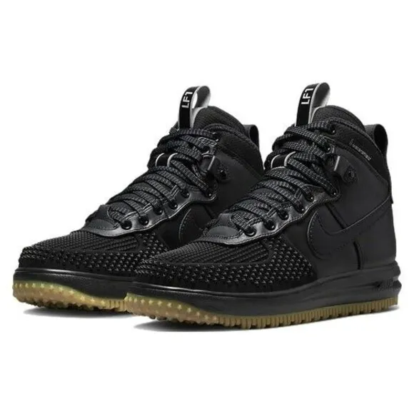 Nike Lunar Force 1 Duckboot Men's Size 8 Black Gum Silver Boots 805899-003