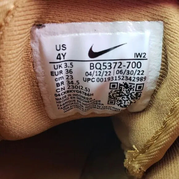 Nike Manoa LTR GS Youth Sz 4Y Womens Sz 5.5 Wheat Black Boots Shoes BQ5372-700