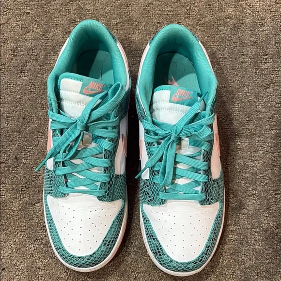 Nike Mens Teal and White Dunk Sneakers