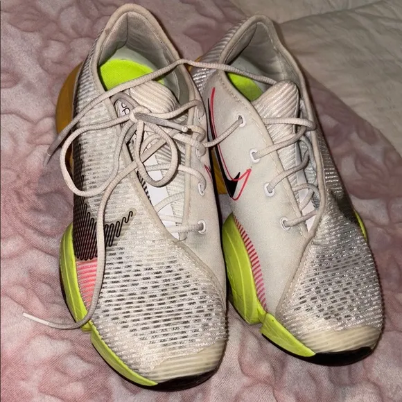 Nike White and Neon Athletic Shoes