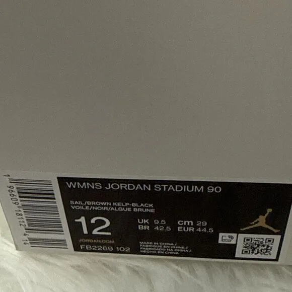 NIKE Women Jordan Stadium 90 Size 12 UK 9.5 Sail Kelp Blk Casual Shoes FB2269102