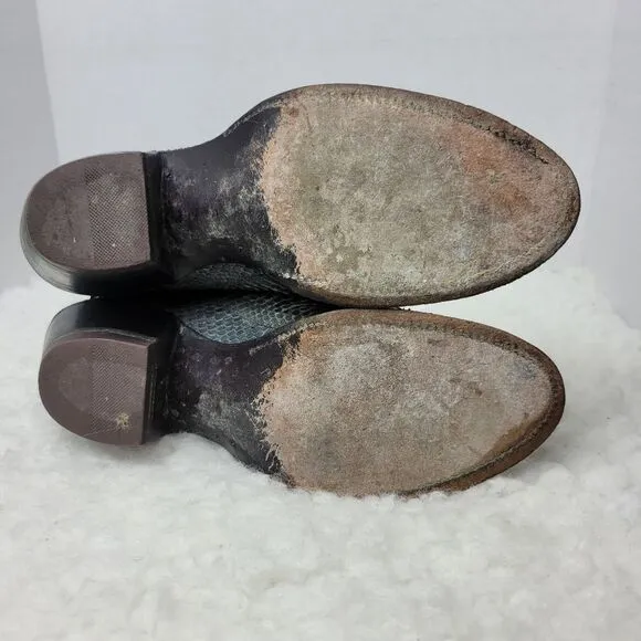 Nocona Vintage Boots Women’s Size 6.5 Gray Snake Print Western Cowboy Shoes