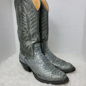 Nocona Vintage Boots Women’s Size 6.5 Gray Snake Print Western Cowboy Shoes