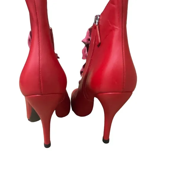 NWOT- ERMANNO SCERVINO WOMAN ANKLE BOOTS RED SIZE 6.5 SOFT LEATHER