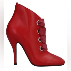 NWOT- ERMANNO SCERVINO WOMAN ANKLE BOOTS RED SIZE 6.5 SOFT LEATHER