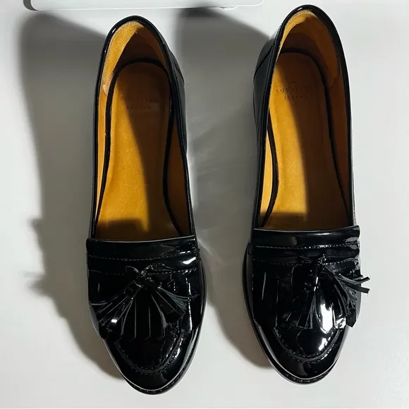 NWOT Sezane Black Patent Leather Fringed Loafers Shoes size 41