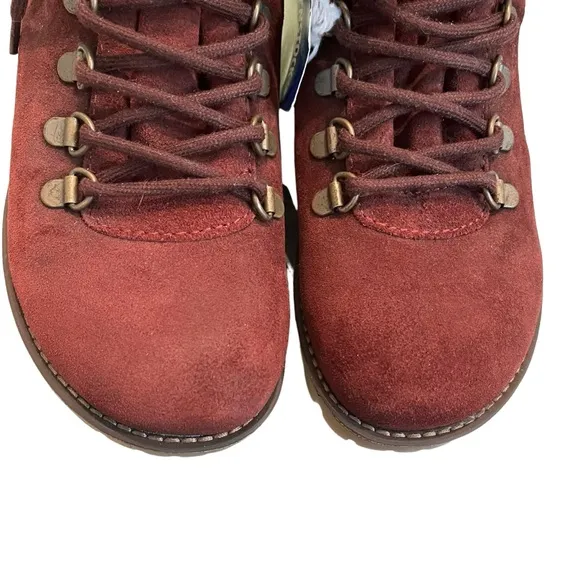 NWT, BIRKENSTOCK Jackson Hiker Mountain Boots Burgundy Suede, Sz EU 36