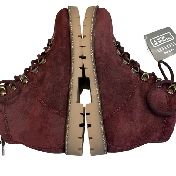 NWT, BIRKENSTOCK Jackson Hiker Mountain Boots Burgundy Suede, Sz EU 36