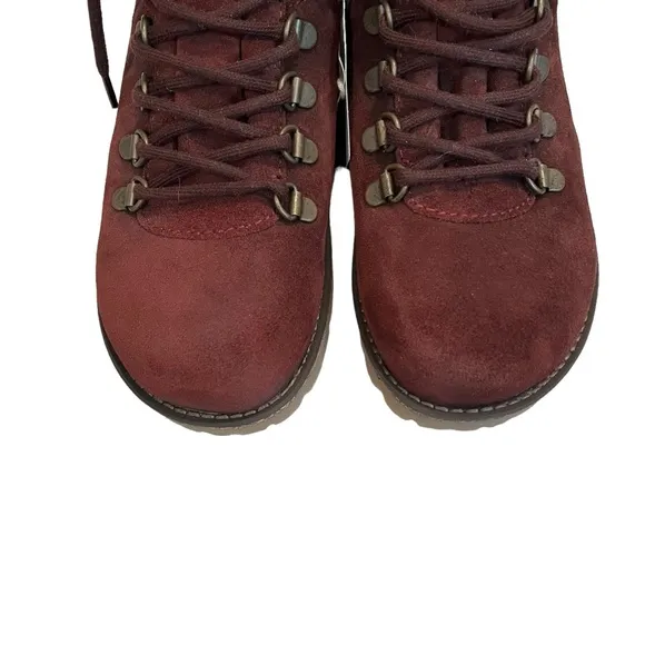 NWT, BIRKENSTOCK Jackson Hiker Mountain Boots Burgundy Suede, Sz EU 36