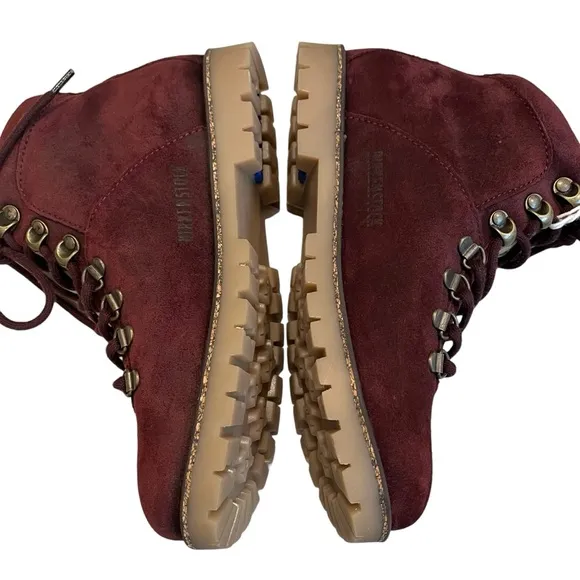 NWT, BIRKENSTOCK Jackson Hiker Mountain Boots Burgundy Suede, Sz EU 36
