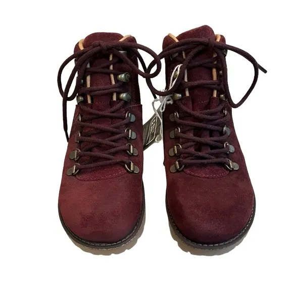 NWT, BIRKENSTOCK Jackson Hiker Mountain Boots Burgundy Suede, Sz EU 36