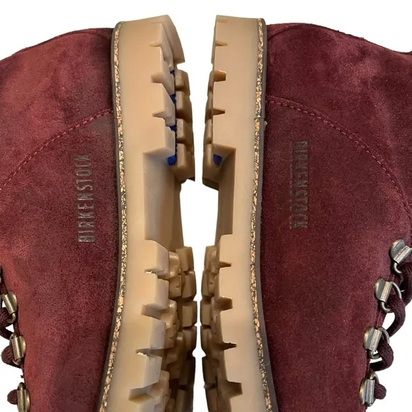 NWT, BIRKENSTOCK Jackson Hiker Mountain Boots Burgundy Suede, Sz EU 36