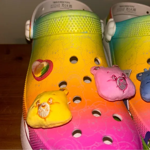NWT Crocs X Carebears Rainbow Clog crush size m 12w multicolor light up rainbow