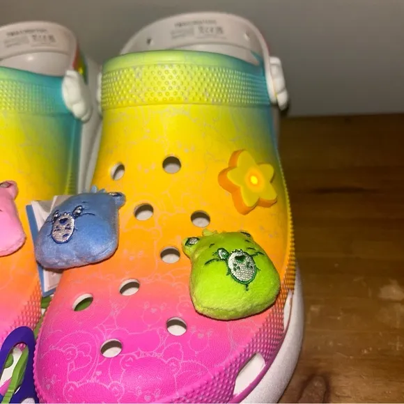 NWT Crocs X Carebears Rainbow Clog crush size m 12w multicolor light up rainbow
