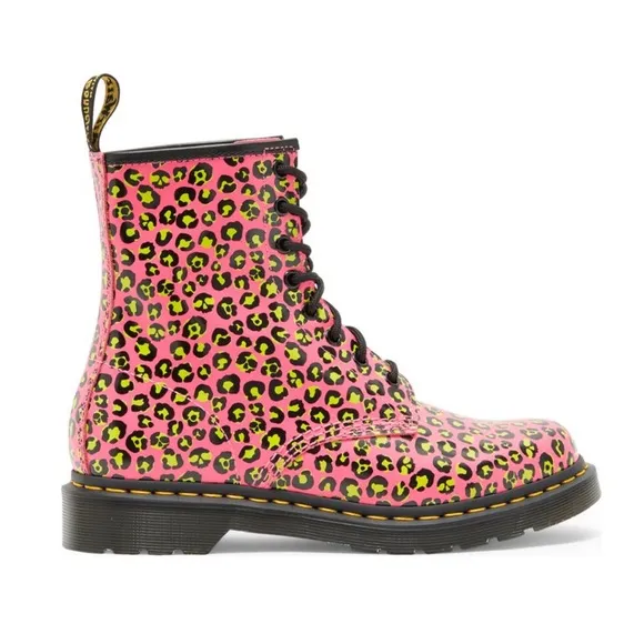 NWT Dr. Martens Neon Cheetah Print 1460 Leather Boots FINAL PRICE