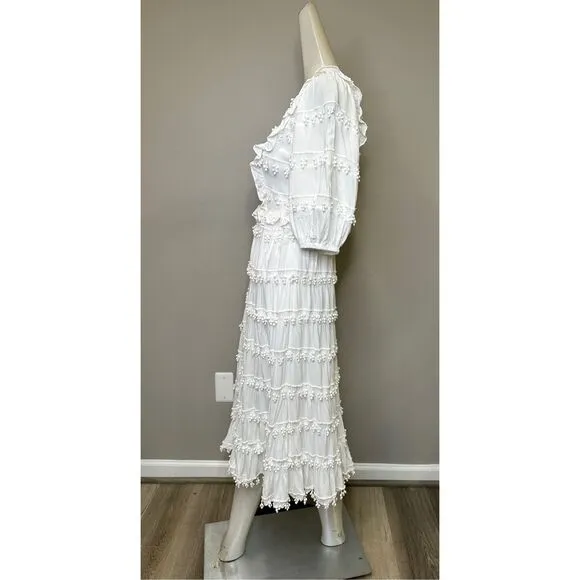 NWT Farm Rio Tiered Puff-Sleeve Midi-Dress Size XS $350