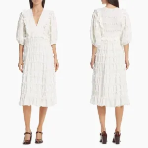 NWT Farm Rio Tiered Puff-Sleeve Midi-Dress Size XS $350