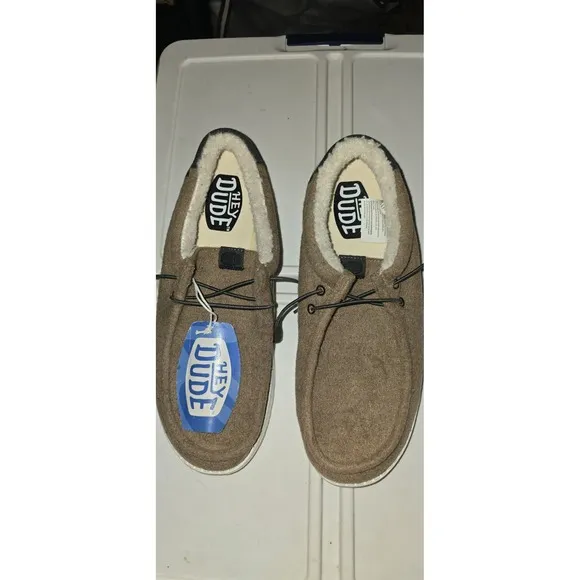 NWT Hey Dude Wally Warmth Knit Men's Casual Shoes, Beige/White Size 12