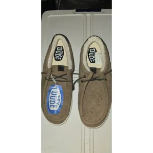 NWT Hey Dude Wally Warmth Knit Men's Casual Shoes, Beige/White Size 12