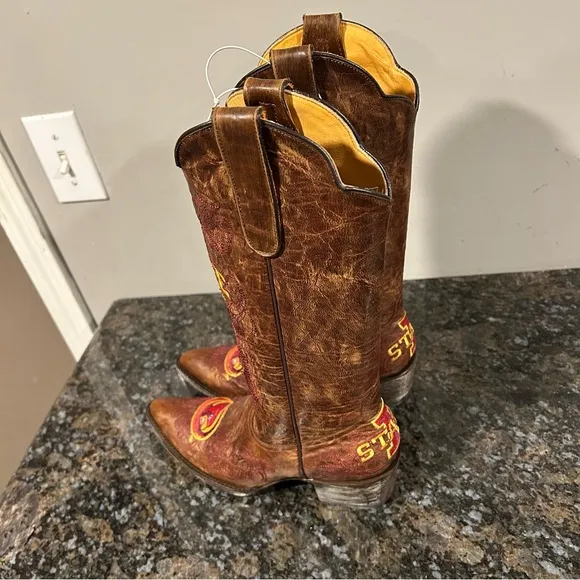 NWT Iowa State Cyclones Cowboy Western Boots Game Day Womens Sz 6.5 NEW