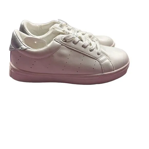 NWT J.Crew Factory Crewcuts Girls' Lace-Up Sneakers White Lavender Size 3